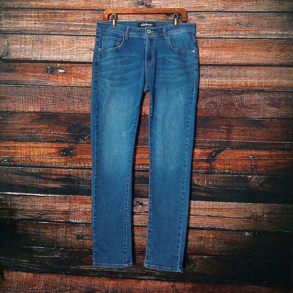 California Vintage Jeans Size 32 Slim Straight Blue Denim Stretch Distressed - Picture 2 of 10